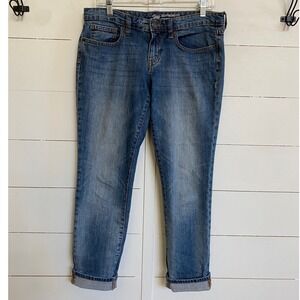 GAP Boyfriend Fit Jeans Womens US 6 28R Blue Denim‎ Cropped Cuffed Casual
